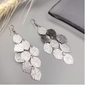 Silver Leaf Cascade Earrings