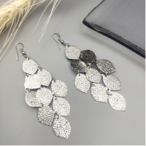 Silver Leaf Cascade Earrings