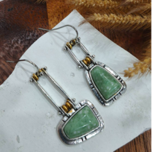 Green Trapeze Stone Earrings