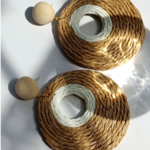 Natural Brown Woven Disc Earrings