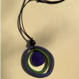 Layered Ring Wood Necklace