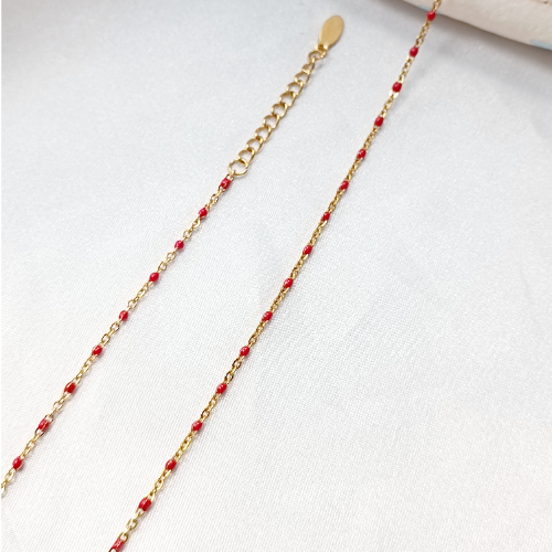 Red Beaded Chain Bracelet