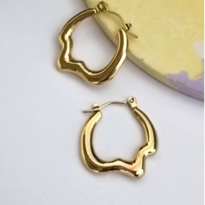 Gold Sculpted Hoop Earrings