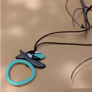 Blue Layered Wood Necklace