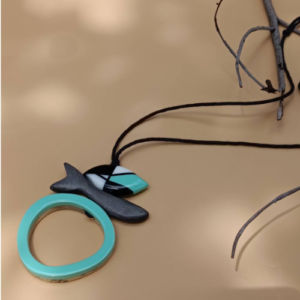 Blue Layered Wood Necklace