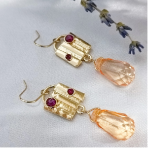 Pink Crystal Drop Earrings