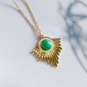 Green Sunray Stone Necklace