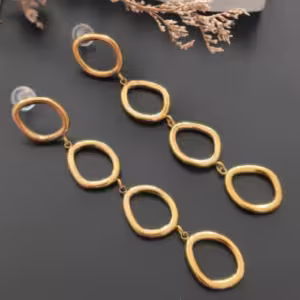 Gold Oval Link Drop Earrings