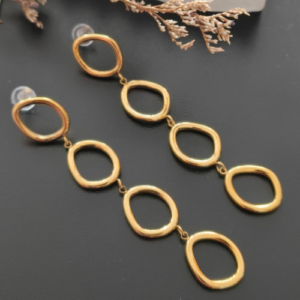 Gold Oval Link Drop Earrings