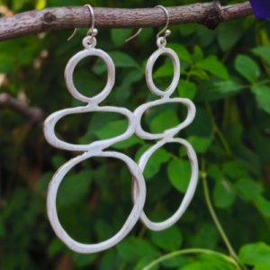 Silver Triple Circle Drop Earrings