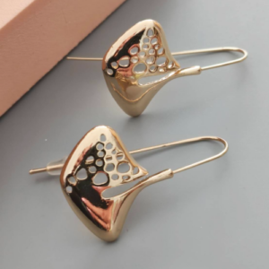 Golden Crystal Pyramid Drop Earrings