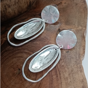 Silver Shell Oval Earrings