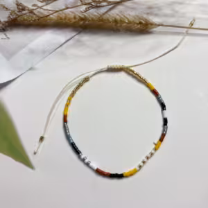Yellow Black Beaded Bracelet