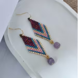 Pink Multicolor Nazar Drop Earrings