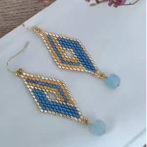 Blue White Nazar Drop Earrings