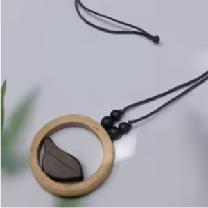Bird Oval Wood Necklace