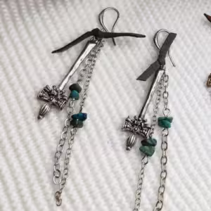 Silver Cross Chain Earrings