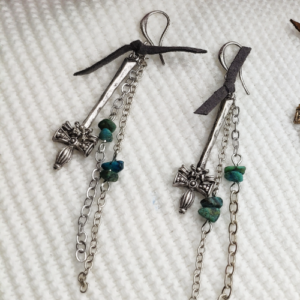 Silver Cross Chain Earrings