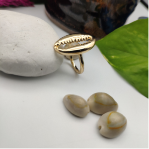 Golden Cowrie Shell Ring