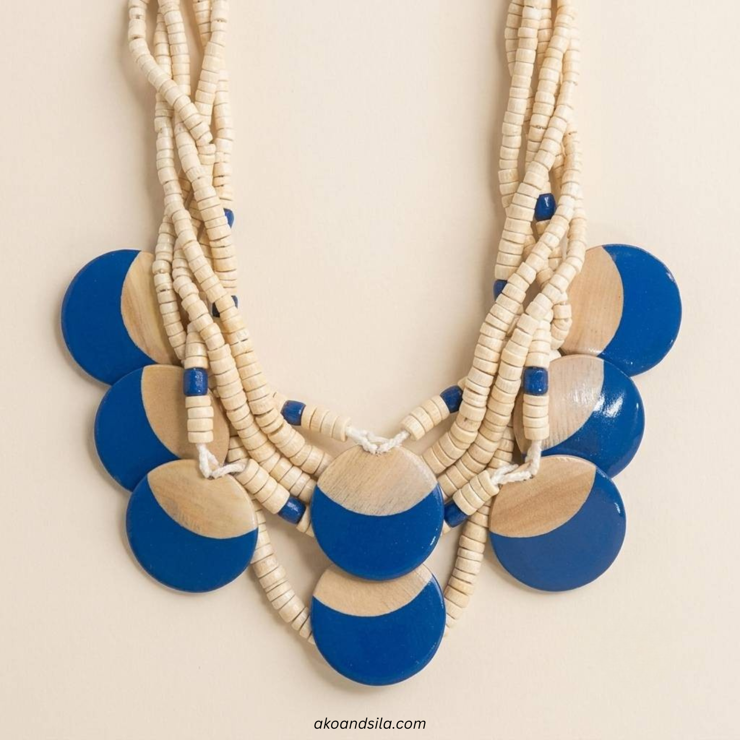 Blue Layered Disc Necklace - Image 4