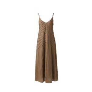 Light Brown Pleated Strap Free Size Dress