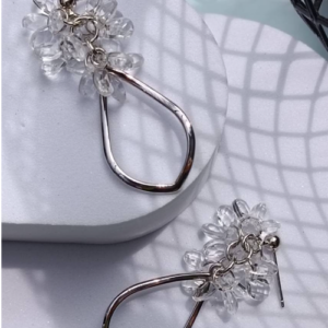 Silver Floral Hoop Earrings
