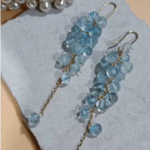 Sky Blue Crystal Tassel Earrings
