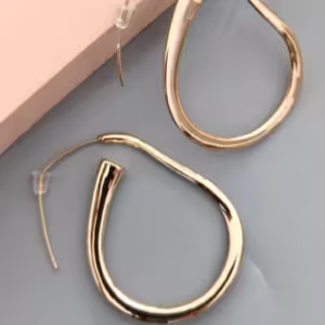 Gold Open Oval Hoop Earrings
