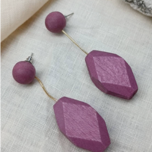 Mauve Faceted Wood Earrings