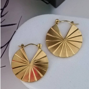 Gold Sunray Disc Earrings