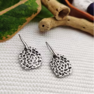 Silver Organic Disc Earrings