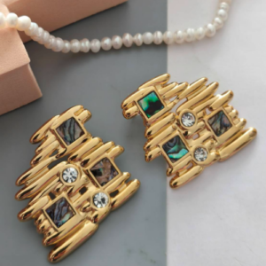 Abalone Stone Textured Stud Earrings