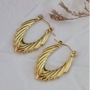 Gold Fan Fringe Hoop Earrings