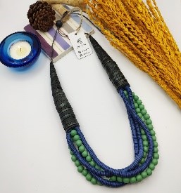 Blue Green Multi Strand Necklace
