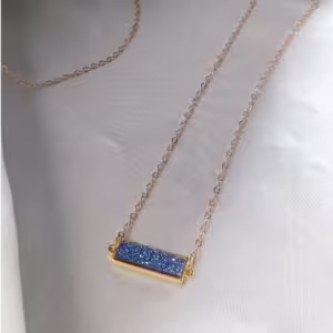 Gold Blue Bar Necklace