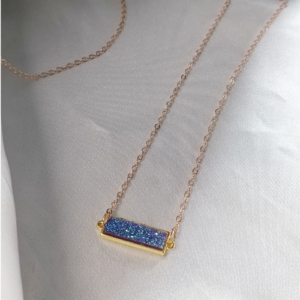 Gold Blue Bar Necklace