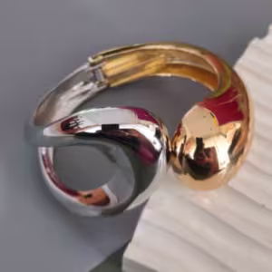 Two Tone Open End Cuff Bracelet