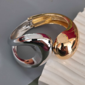 Two Tone Open End Cuff Bracelet
