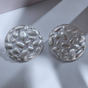 Silver Pebble Disc Stud Earrings
