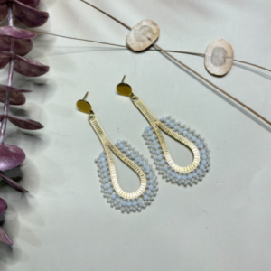 White Teardrop Beaded Earrings