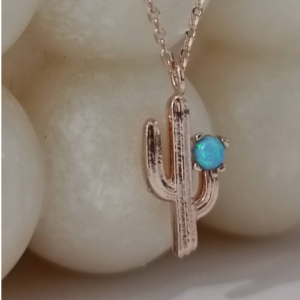 Rose Gold Cactus Stone Necklace