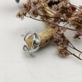 White Stone Orbit Ring