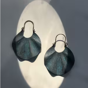 Teal Shell Hoop Earrings