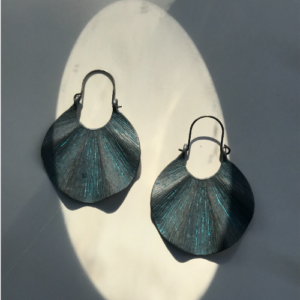 Teal Shell Hoop Earrings