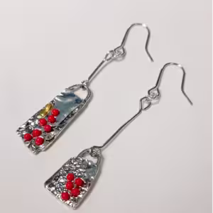 Silver Floral Bar Drop Earrings