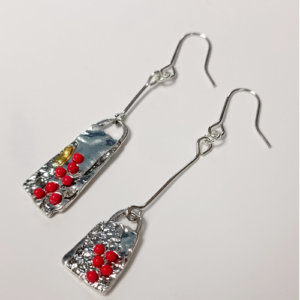 Silver Floral Bar Drop Earrings