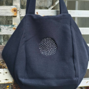 Navy Circle Motif Cloth Tote Bag