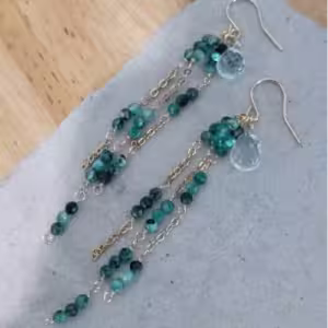 Amazonite Chain Tassel Earrings