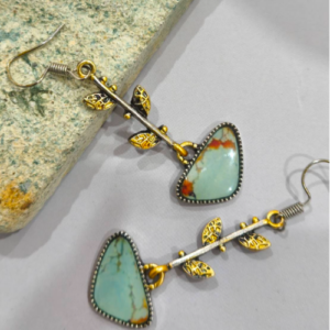 Turquoise Heart Charm Earrings