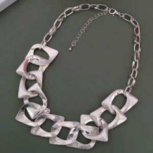 Silver Abstract Chain Link Necklace